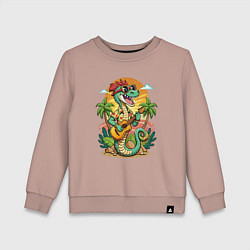 Детский свитшот Веселая змея играет на гитаре