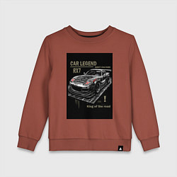 Свитшот хлопковый детский Mazda drift rx7, цвет: кирпичный