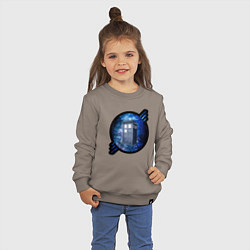 Свитшот хлопковый детский Tardis in space, цвет: утренний латте — фото 2