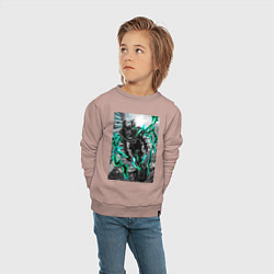Свитшот хлопковый детский Моя геройская академия Идзуку Мидория причуда, цвет: пыльно-розовый — фото 2