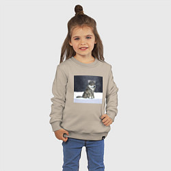 Свитшот хлопковый детский Волк ауффф мем, цвет: миндальный — фото 2