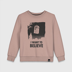 Свитшот хлопковый детский Tardis - I want to believe, цвет: пыльно-розовый