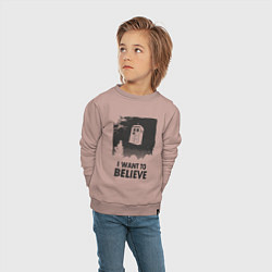 Свитшот хлопковый детский Tardis - I want to believe, цвет: пыльно-розовый — фото 2