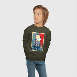 Свитшот хлопковый детский Homer with donut, цвет: хаки — фото 2