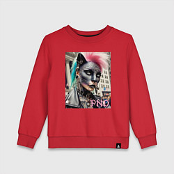 Детский свитшот Девушка кошка - панк не умер