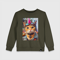 Детский свитшот Котёнок панк музыкант из Нью-Йорка - нейросеть