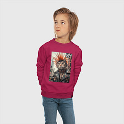 Свитшот хлопковый детский Котяра панк из Нью-Йорка - нейросеть, цвет: маджента — фото 2