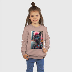 Свитшот хлопковый детский Голубоглазая пантера модница из Нью-Йорка - нейрос, цвет: пыльно-розовый — фото 2
