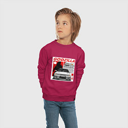 Свитшот хлопковый детский Nissan Skyline, цвет: маджента — фото 2