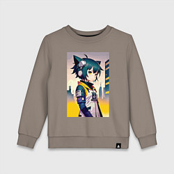 Детский свитшот Kitten girl - cyberpunk