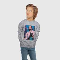 Свитшот хлопковый детский Магическая битва Сугуру Гэто с котами, цвет: меланж — фото 2