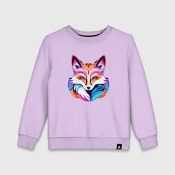 Детский свитшот Яркий разноцветный портрет лисы