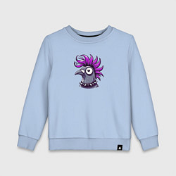 Свитшот хлопковый детский Голова голубя панка с ирокезом, цвет: мягкое небо