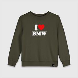 Свитшот хлопковый детский I love my BMW, цвет: хаки