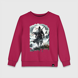 Свитшот хлопковый детский Призрак Цусимы - Японский самурай, цвет: маджента