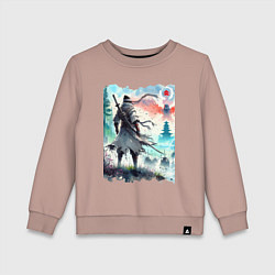 Детский свитшот Warrior samurai - ai art watercolor