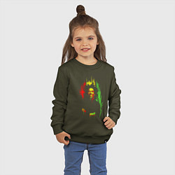 Свитшот хлопковый детский Bob Marley vibe, цвет: хаки — фото 2