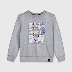 Свитшот хлопковый детский Ноно-тан Медуза не умеет плавать в ночи, цвет: меланж