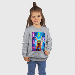 Свитшот хлопковый детский Неоновый Пикачу - нейроарт, цвет: меланж — фото 2