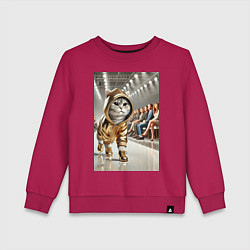 Детский свитшот Серый кот модель на подиуме