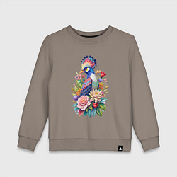 Детский свитшот Шлемоносный турако среди цветов
