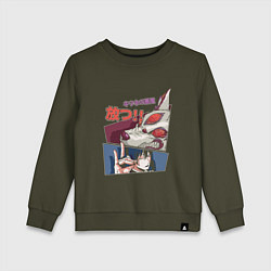 Свитшот хлопковый детский Человек-бензопила Аки Хаякава Aki Hayakawa лис, цвет: хаки
