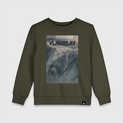Свитшот хлопковый детский Vladislav горы, цвет: хаки