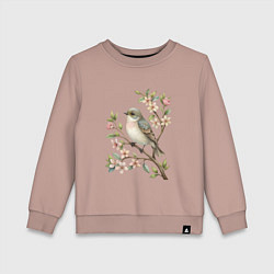Детский свитшот Маленькая птичка на ветке с цветами