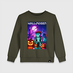 Детский свитшот Pumpkin and skeleton - neon glow