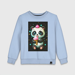 Свитшот хлопковый детский Панда с мороженым, цвет: мягкое небо