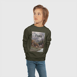 Свитшот хлопковый детский Polina деревушка, цвет: хаки — фото 2