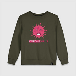Свитшот хлопковый детский Pink coronavirus, цвет: хаки