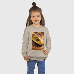 Свитшот хлопковый детский Песчаная змея, цвет: миндальный — фото 2
