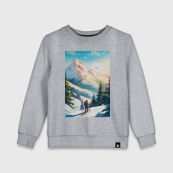 Свитшот хлопковый детский Лыжник в горах, цвет: меланж