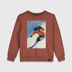 Детский свитшот Горнолыжный спорт спуск - живопись маслом