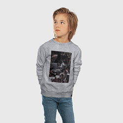 Свитшот хлопковый детский Волки коллаж, цвет: меланж — фото 2