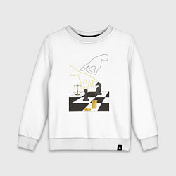 Свитшот хлопковый детский Шахматная доска с фигурами, цвет: белый