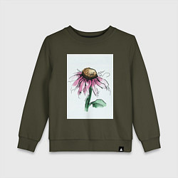 Свитшот хлопковый детский Любит-не любит, цвет: хаки