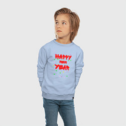 Свитшот хлопковый детский Happy New Year ярко-красным, цвет: мягкое небо — фото 2