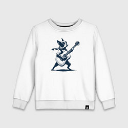 Свитшот хлопковый детский Бостон-терьер играет на гитаре, цвет: белый