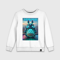 Свитшот хлопковый детский Cyber Totoro - neon glow fantasy, цвет: белый