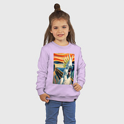Свитшот хлопковый детский Попугай какаду кричит на картине Эдварда Мунка - м, цвет: лаванда — фото 2