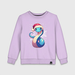Свитшот хлопковый детский Синяя змея с снежинками, цвет: лаванда