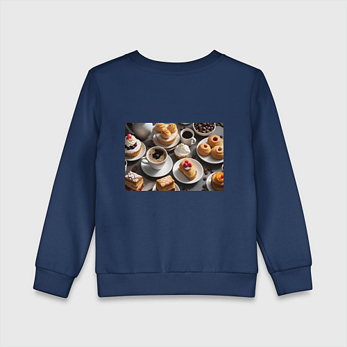 Детский свитшот Кофе и пирожные / Тёмно-синий – фото 2