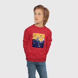 Свитшот хлопковый детский Скелетик в море, цвет: красный — фото 2
