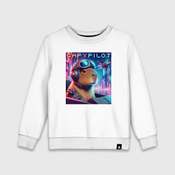 Детский свитшот Capybara is a cool pilot - ai art fantasy