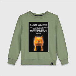 Детский свитшот Рыжий кот: плохой характер могут себе позволить во