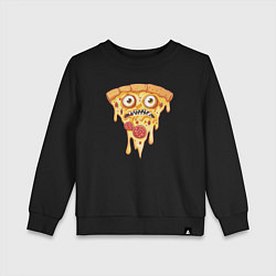 Свитшот хлопковый детский Pizza face, цвет: черный