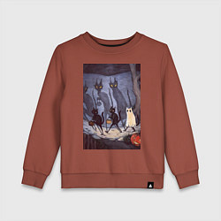 Свитшот хлопковый детский Коты на хэллоуин, цвет: кирпичный