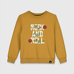 Свитшот хлопковый детский Рок н рол с розами, цвет: горчичный